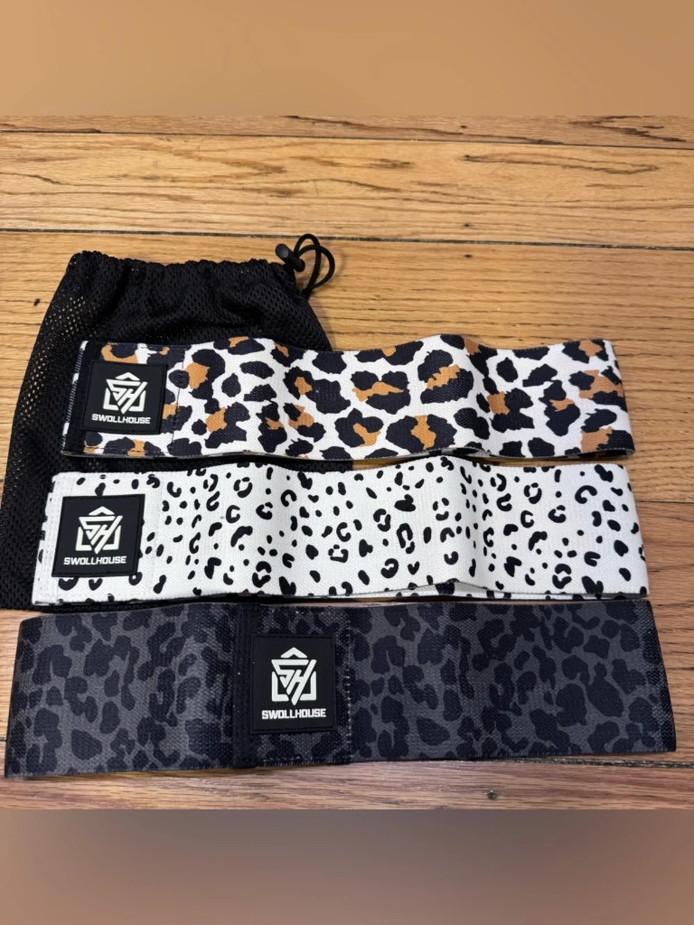 NEW Cheetah Print Booty Bands Set Resistance Bands Glute Workout 3 Pack w/ Bag